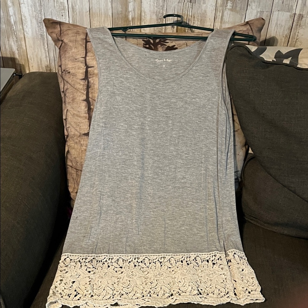 5/$25 Gray Lace Trim Top Extender